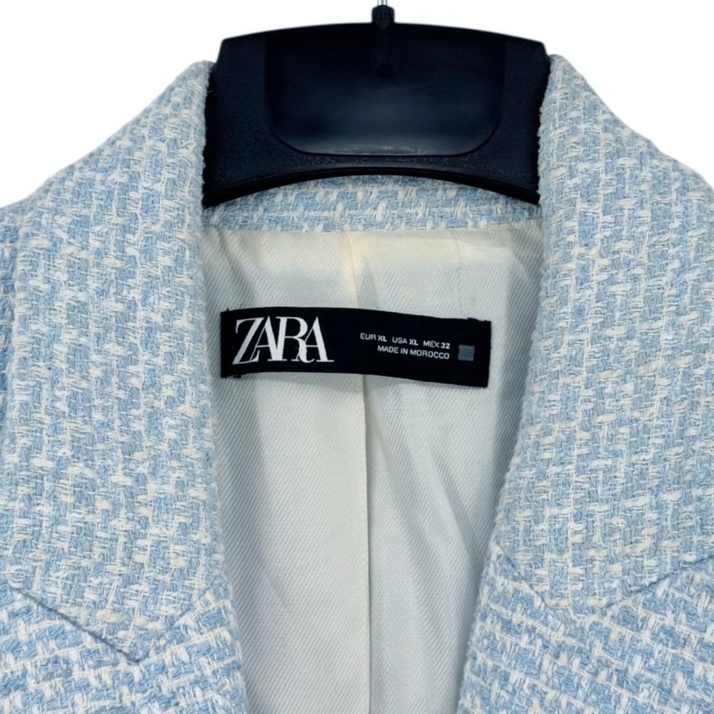 Zara Double Breasted Textured Weave Tweed Blazer - Picture 4 of 5